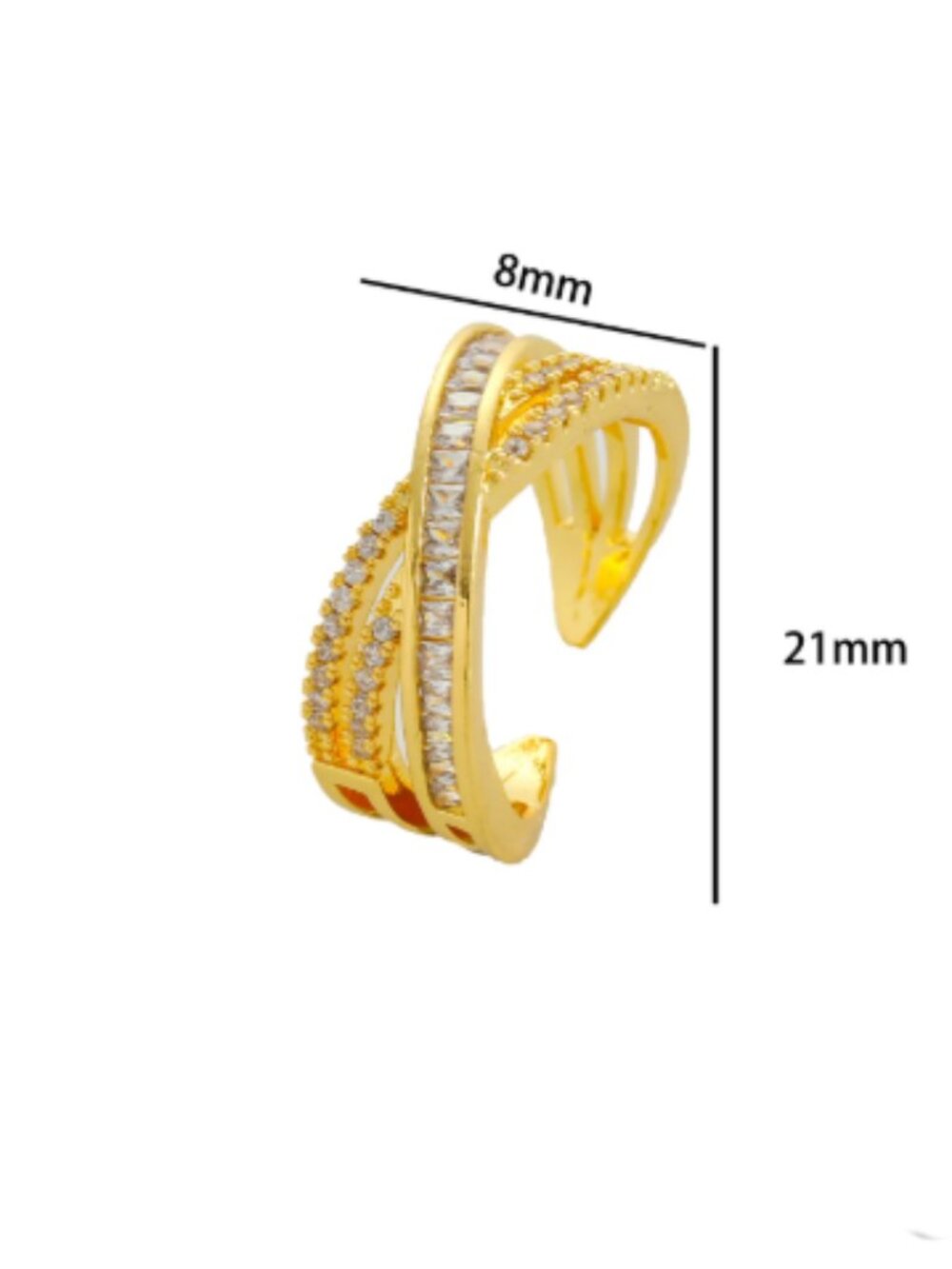 ✨ Criss-Cross Rhinestone Cuff Ring — Gold & Silver Available ✨